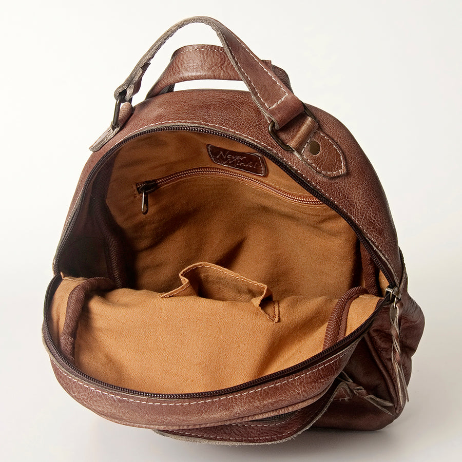 Never Mind Nmbg119F Backpack Vintage Handmade Genuine Cowhide Leather Women Bag Western Handbag Purse