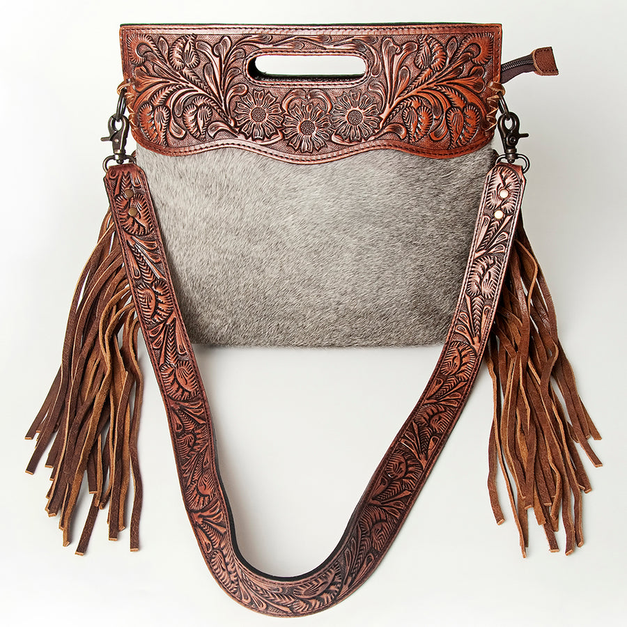 American Darling GIBGX473 Hand Tooled Hair On Genuine Leather Women Bag Western Handbag Purse