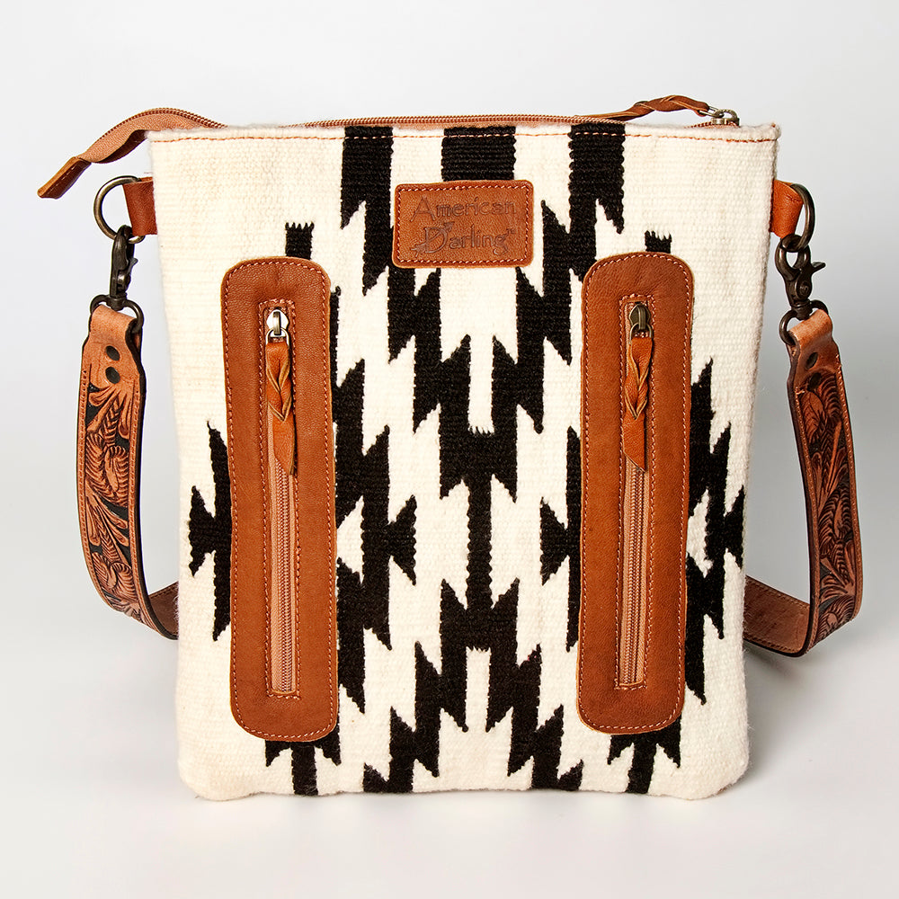 American Darling Large Crossbody Hand Tooled Saddle Blanket Genuine Leather Western Women Bag Handbag Purse | for Cute