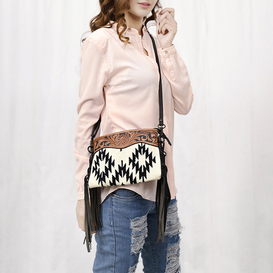 American Darling Cross Body Hand Tooled Saddle Blanket Genuine Leather Western Women Bag Handbag Purse | Crossbody for Cute