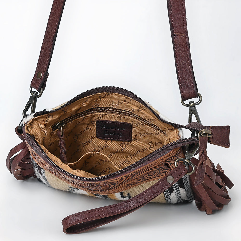 American Darling Cross Body Hand Tooled Saddle Blanket Genuine Leather Western Women Bag Handbag Purse | Crossbody for Cute
