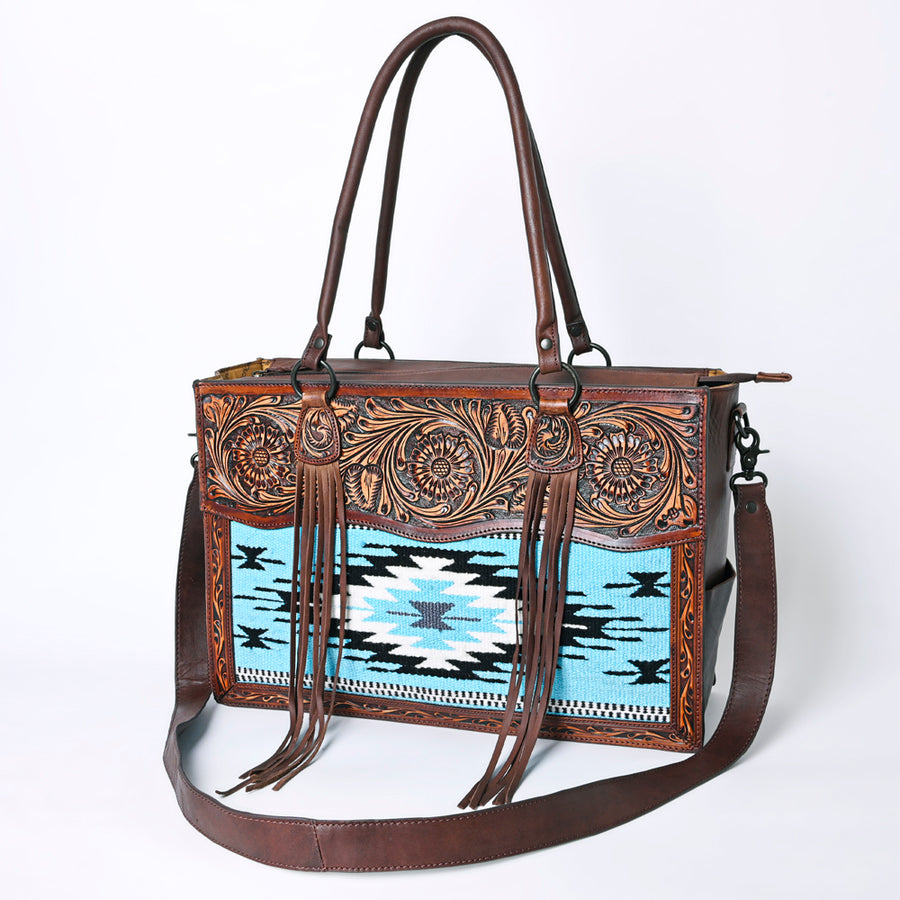 American Darling Tote Hand Tooled Saddle Blanket Genuine Leather Western Women Bag Handbag Purse | Travel Bags - Uhorse