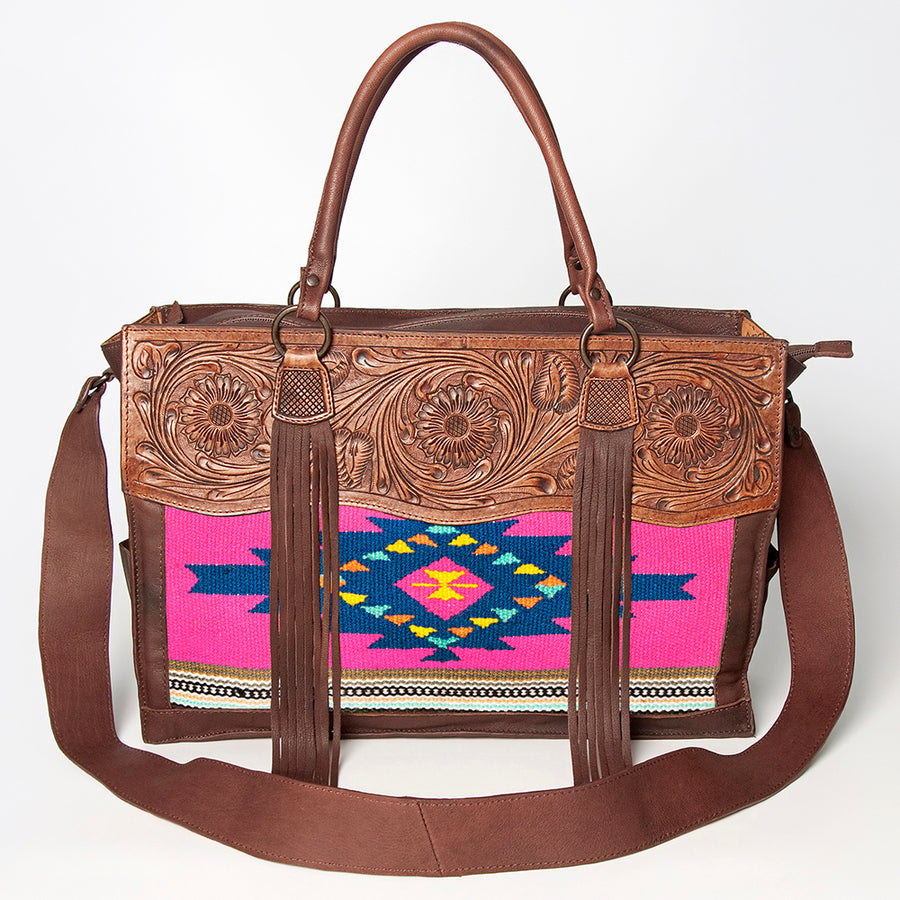American Darling Tote Hand Tooled Hair on Genuine Leather Western Women Bag Handbag Purse | Travel Bags College Casual