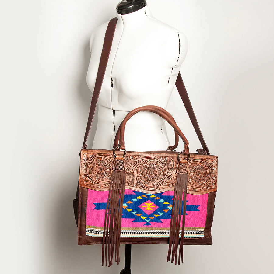 American Darling Tote Hand Tooled Hair on Genuine Leather Western Women Bag Handbag Purse | Travel Bags College Casual