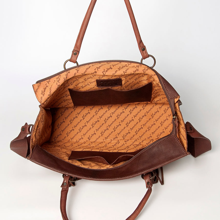 American Darling Tote Hand Tooled Hair on Genuine Leather Western Women Bag Handbag Purse | Travel Bags College Casual