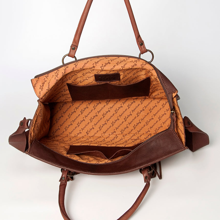 American Darling Tote Hand Tooled Hair on Genuine Leather Western Women Bag Handbag Purse | Travel Bags College Casual