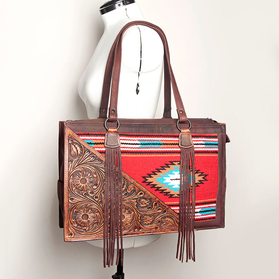American Darling Tote Hand Tooled Hair on Genuine Leather Western Women Bag Handbag Purse | Travel Bags College Casual
