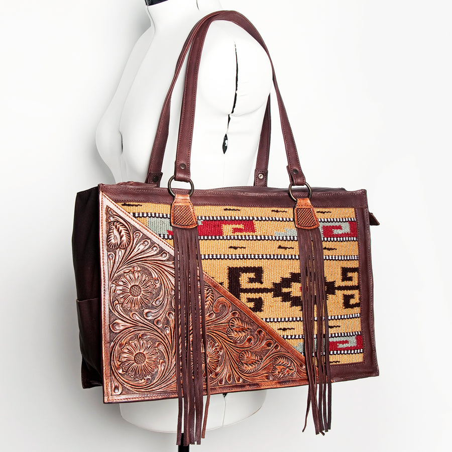 American Darling Tote Hand Tooled Hair on Genuine Leather Western Women Bag Handbag Purse | Travel Bags College Casual