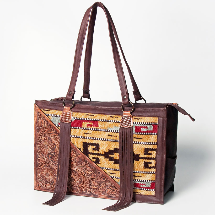 American Darling Tote Hand Tooled Saddle Blanket Genuine Leather Western Women Bag Handbag Purse | Travel Bags - Hilason
