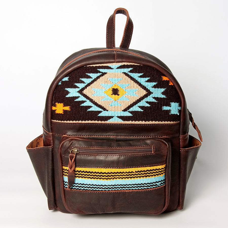 American Darling Backpack Saddle Blanket Fabric Genuine Leather Western Women Bag | for Laptop School Purse Travel