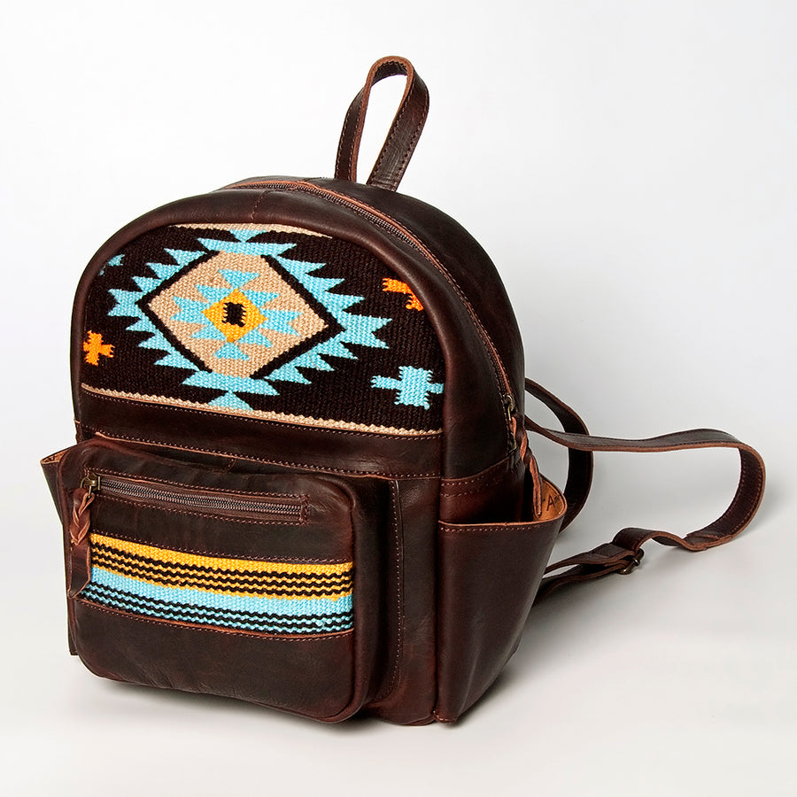 American Darling Backpack Saddle Blanket Fabric Genuine Leather Western Women Bag | for Laptop School Purse Travel - Uhorse