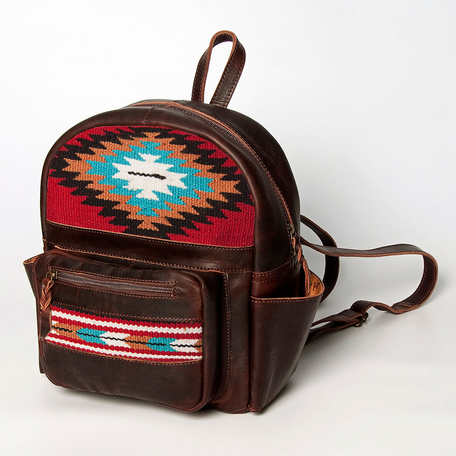 American Darling Backpack Saddle Blanket Fabric Genuine Leather Western Women Bag | for Laptop School Purse Travel - Uhorse