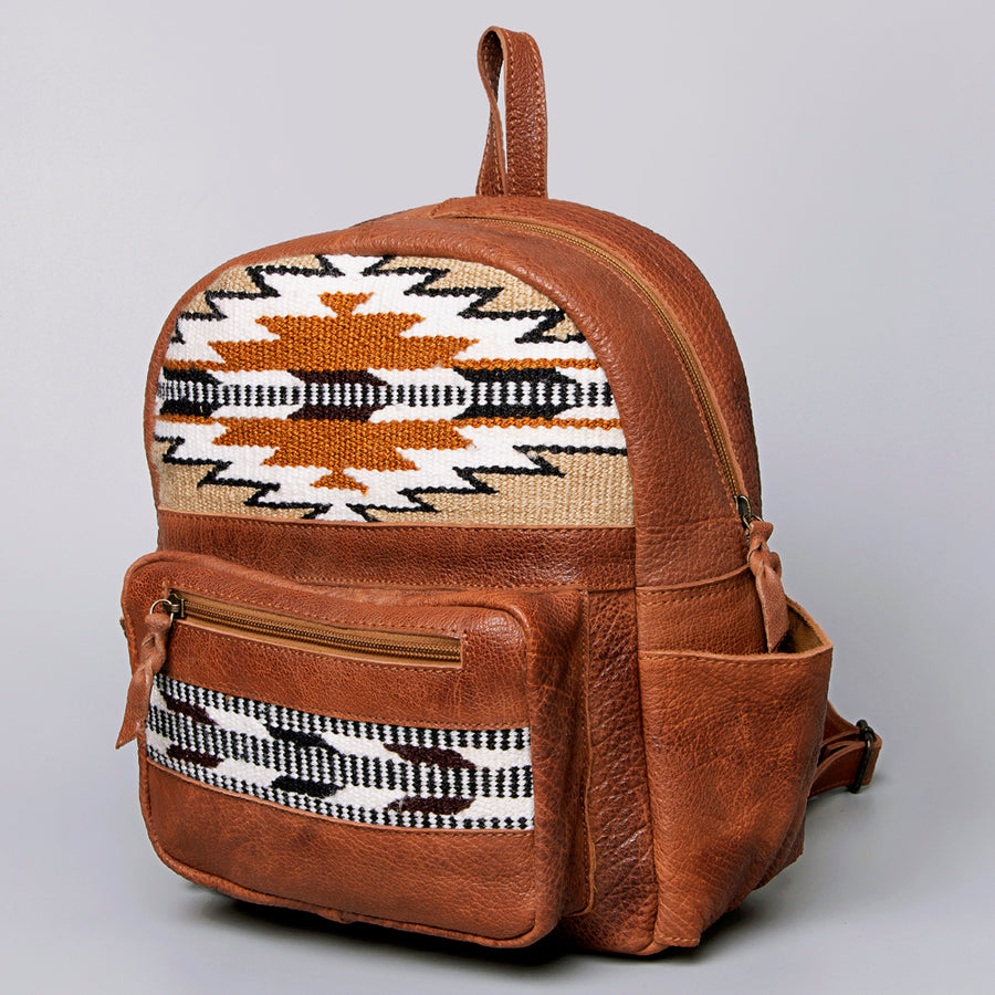 American Darling Backpack Saddle Blanket Fabric Genuine Leather Western Women Bag | for Laptop School Purse Travel - Uhorse