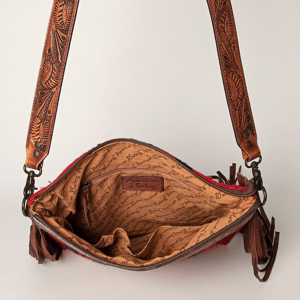 American Darling Signature Crossbody Hand Tooled Saddle Blanket Genuine Leather Western Women Bag Handbag Purse | for Cute