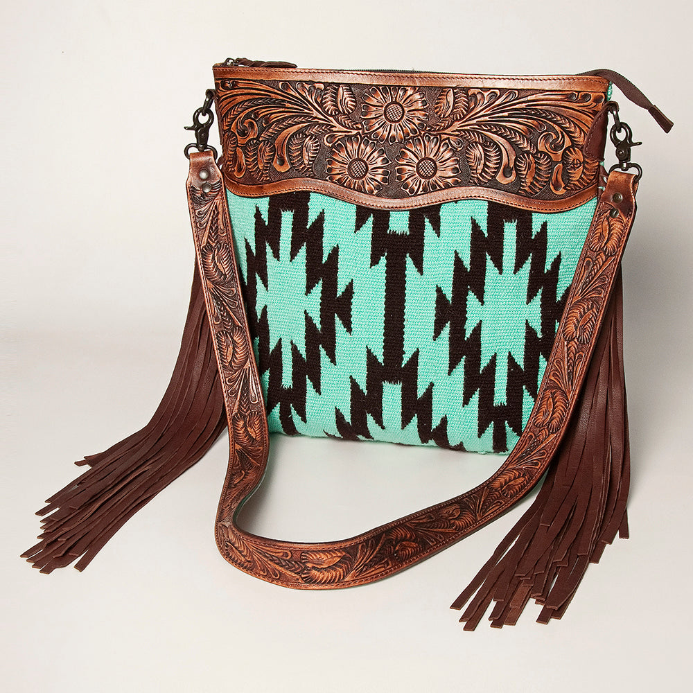 American Darling Signature Crossbody Hand Tooled Saddle Blanket Genuine Leather Western Women Bag Handbag Purse | for Cute