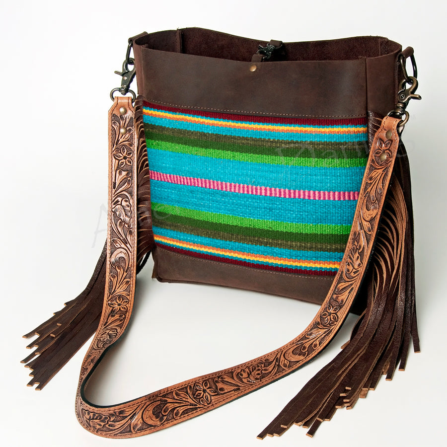 American Darling Hand Tooled Floral and Saddle Blanket Western Messenger Bag - Uhorse