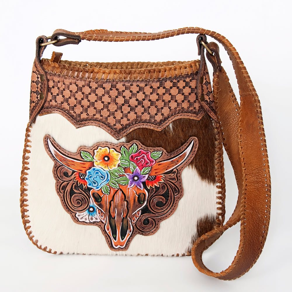 American Darling Large Cross Body Hand Tooled Hair on Genuine Leather Western Women Bag Handbag Purse | Crossbody for Cute