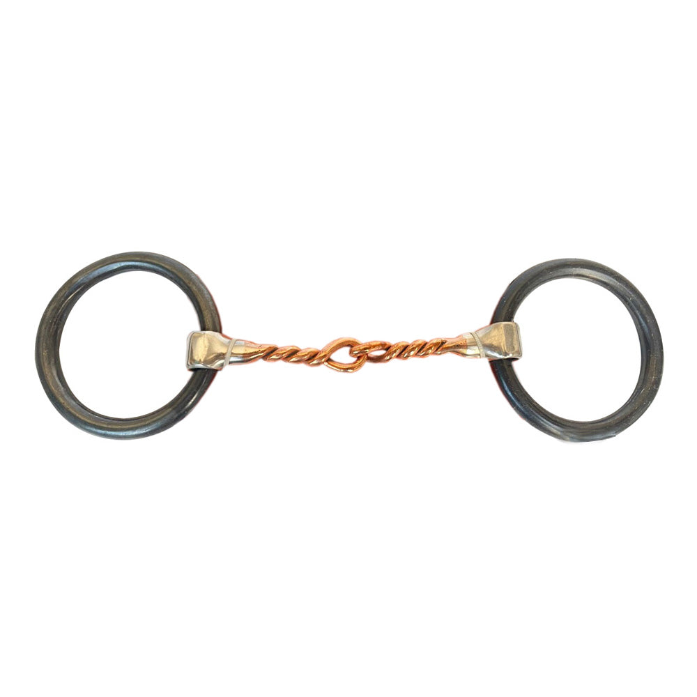 HILASON Western Horse Weighted O Ring Snaffle Bit SS and Black Sweet Iron