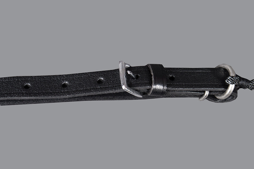 Bar H Equine Low Port Stainless Steel 3-Ring Combination Elevator Bit w/ leather strap