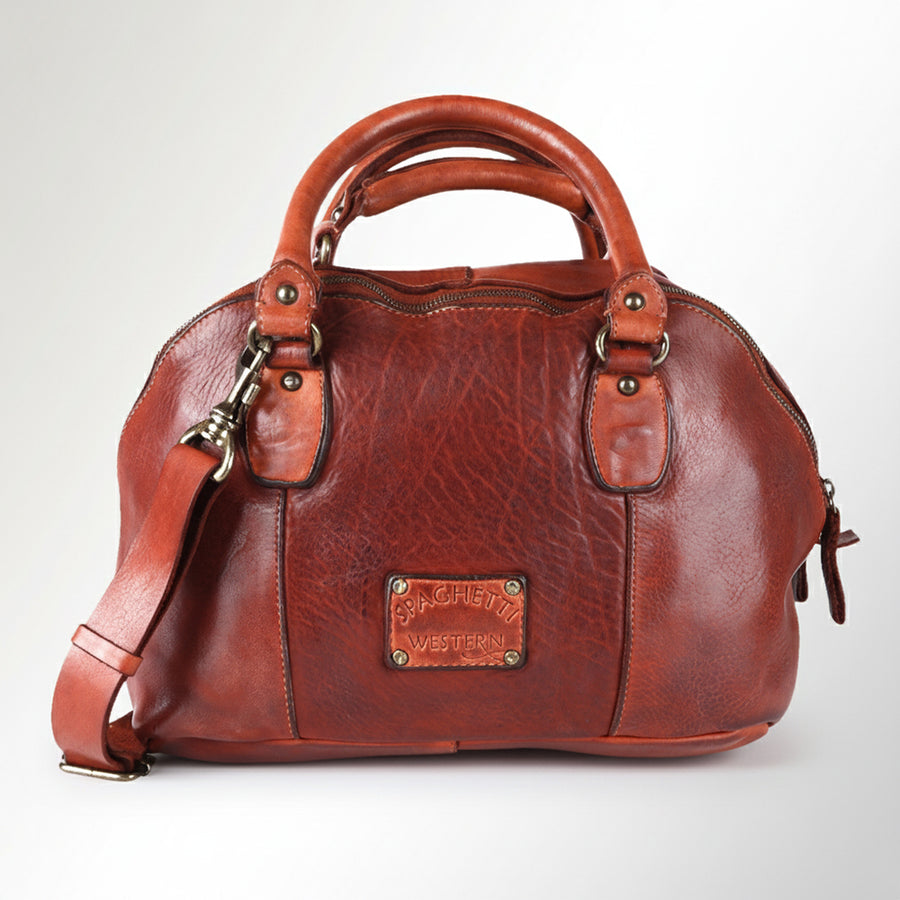 Spaghetti Western Swc124Bcg Tote Vintage Handmade Drum Dyed Genuine European Cowhide Leather Women Bag Western Handbag Purse
