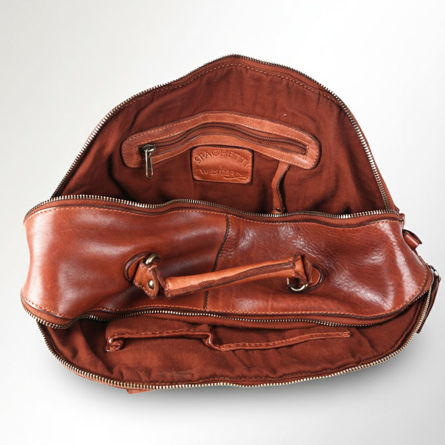 Spaghetti Western Swc124Bcg Tote Vintage Handmade Drum Dyed Genuine European Cowhide Leather Women Bag Western Handbag Purse