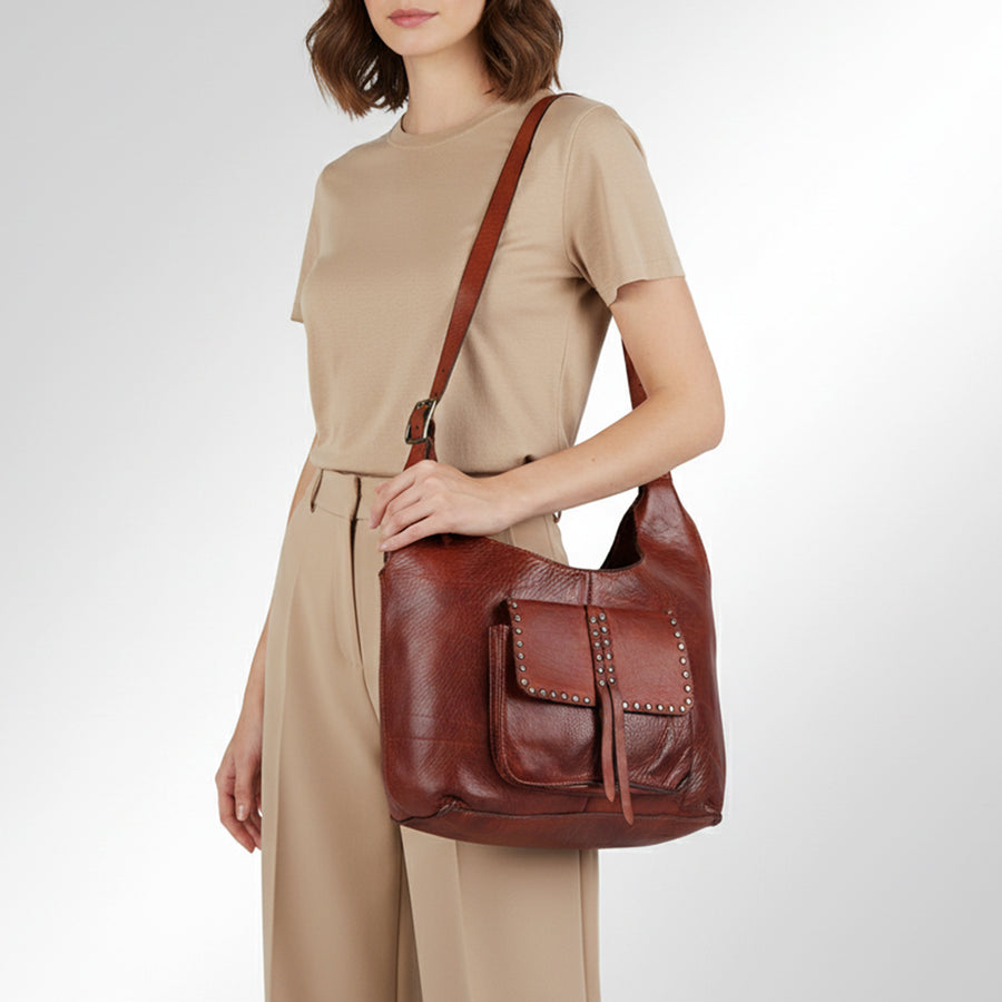 Spaghetti Western Swc125Cg Tote Vintage Handmade Drum Dyed Genuine European Cowhide Leather Women Bag Western Handbag Purse