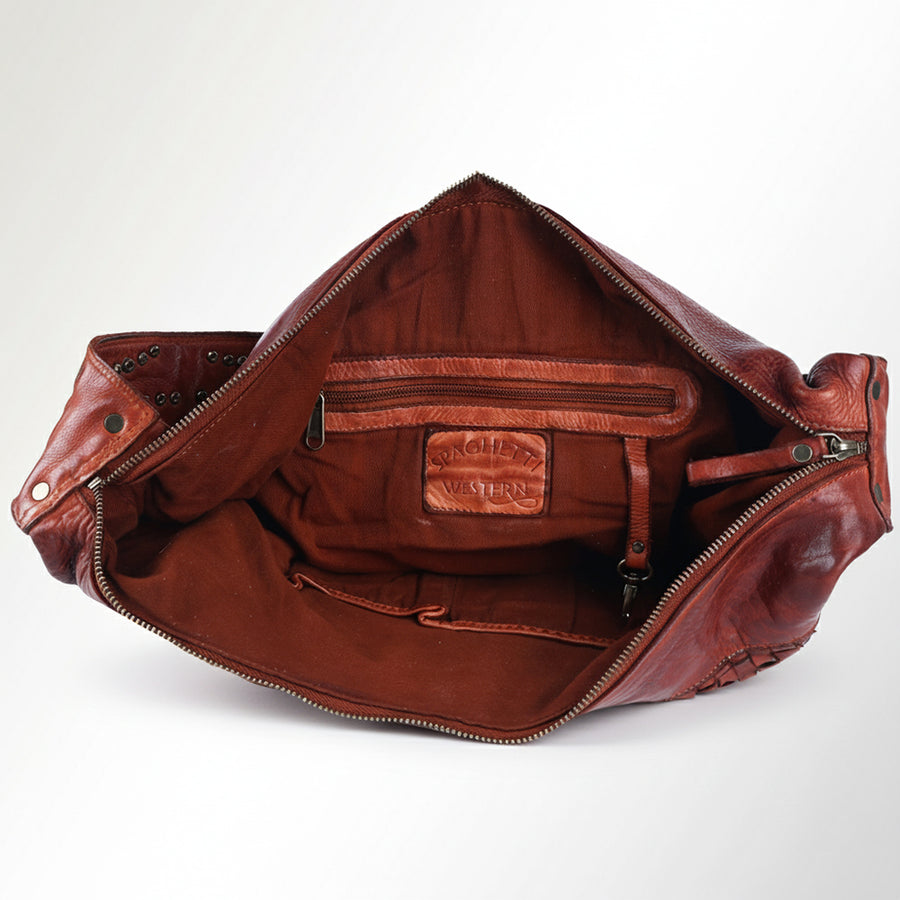 Spaghetti Western Swc129Cg Hobo Vintage Handmade Drum Dyed Genuine European Cowhide Leather Women Bag Western Handbag Purse