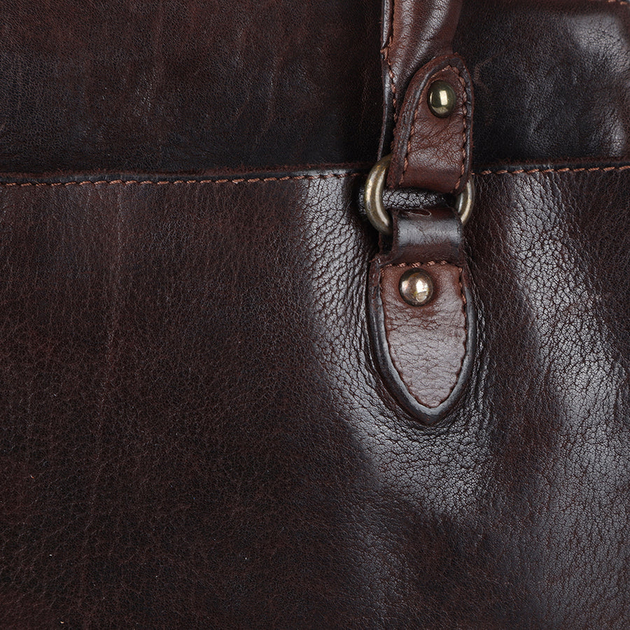 Spaghetti Western Swc131Brn Tote Vintage Handmade Drum Dyed Genuine European Cowhide Leather Women Bag Western Handbag Purse