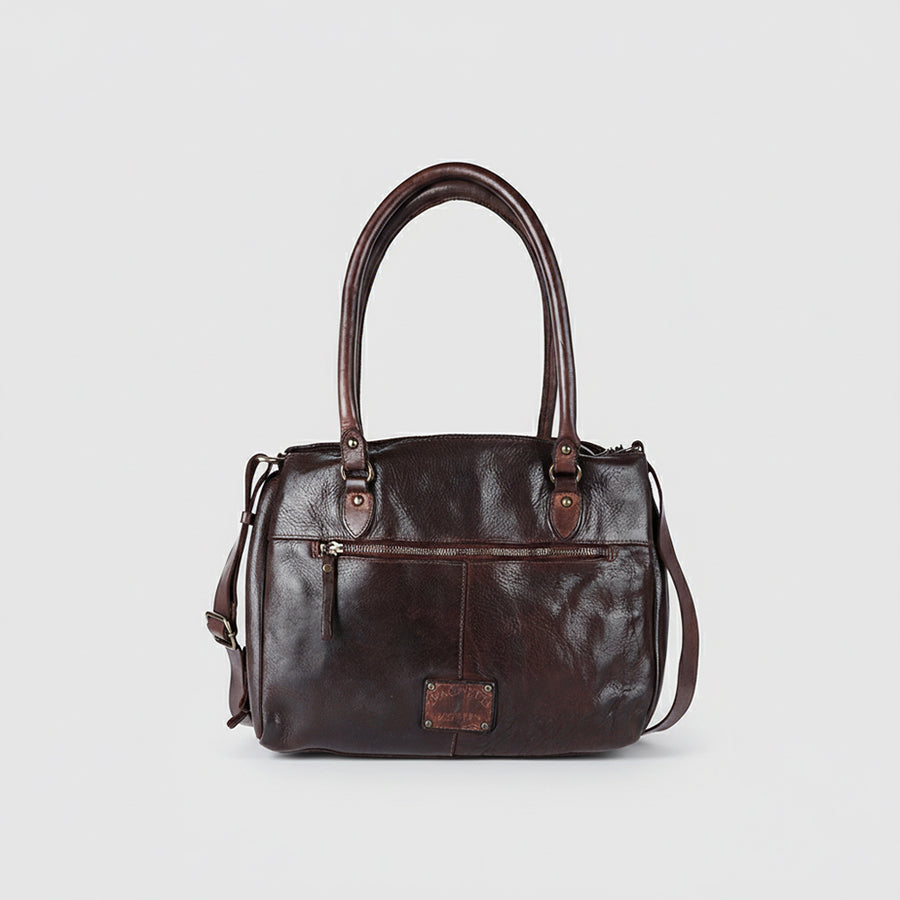 Spaghetti Western Swc131Brn Tote Vintage Handmade Drum Dyed Genuine European Cowhide Leather Women Bag Western Handbag Purse