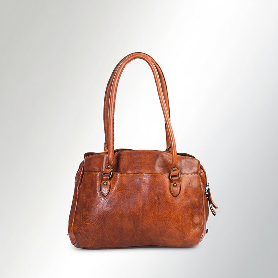 Spaghetti Western Swc131Cg Tote Vintage Handmade Drum Dyed Genuine European Cowhide Leather Women Bag Western Handbag Purse
