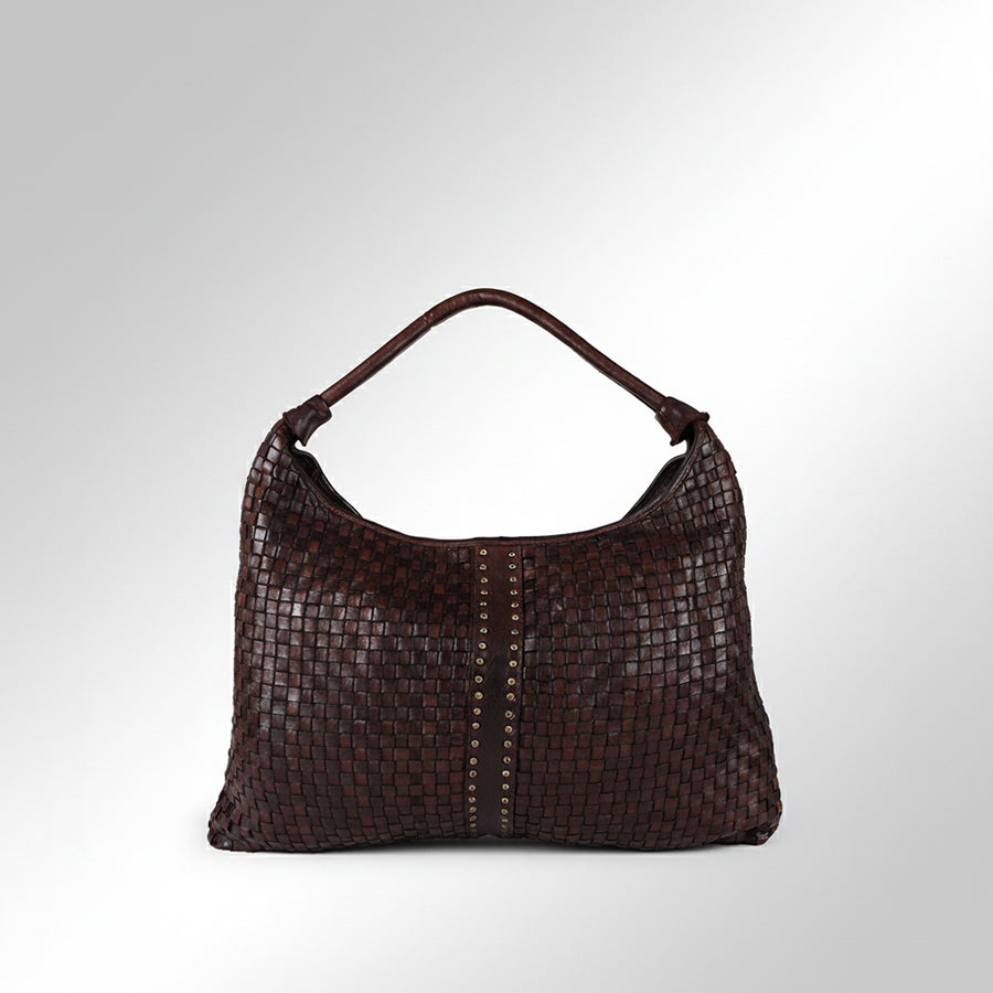 Spaghetti Western Swc141Brn Hobo Vintage Handmade Drum Dyed Genuine European Cowhide Leather Women Bag Western Handbag Purse