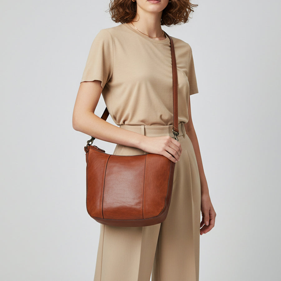 Spaghetti Western Swc143Cg Hobo Vintage Handmade Drum Dyed Genuine European Cowhide Leather Women Bag Western Handbag Purse