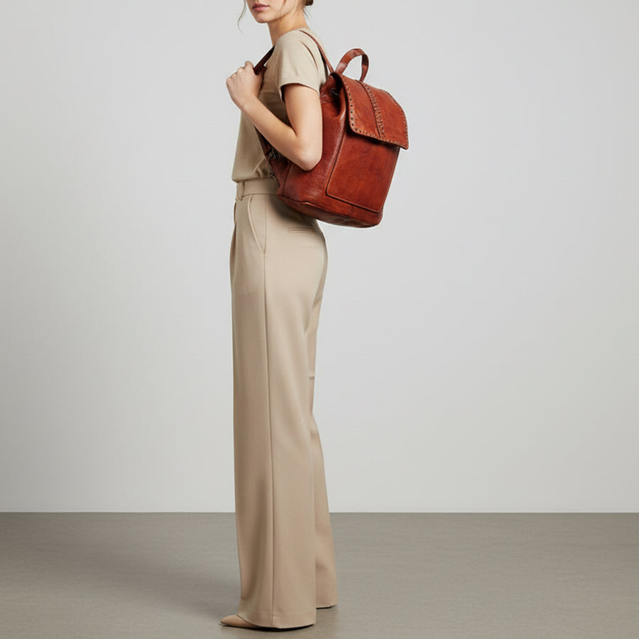 Spaghetti Western Swc145Acg Backpack Vintage Handmade Drum Dyed Genuine European Cowhide Leather Women Bag Western Handbag Purse