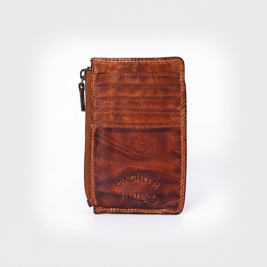 Spaghetti Western Swc146Acg Card-Holder Vintage Handmade Drum Dyed Genuine European Cowhide Leather Women Bag Western Handbag Purse