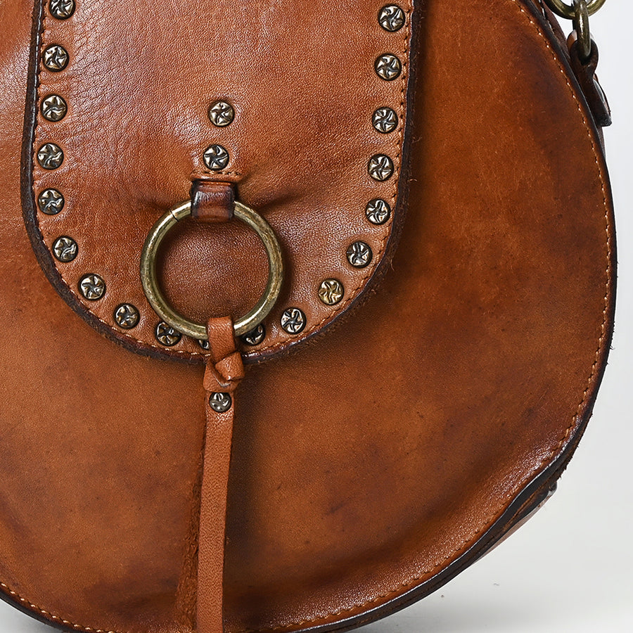 Spaghetti Western Swc152Cg Canteen Vintage Handmade Drum Dyed Genuine European Cowhide Leather Women Bag Western Handbag Purse