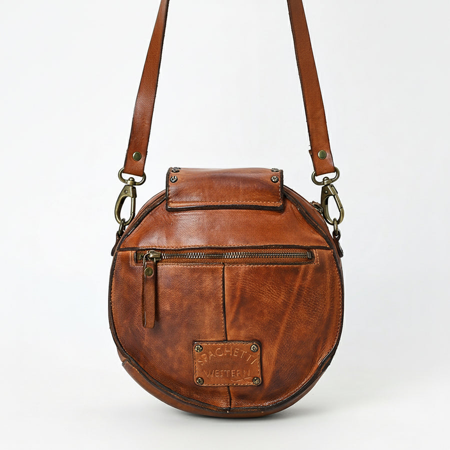 Spaghetti Western Swc152Cg Canteen Vintage Handmade Drum Dyed Genuine European Cowhide Leather Women Bag Western Handbag Purse