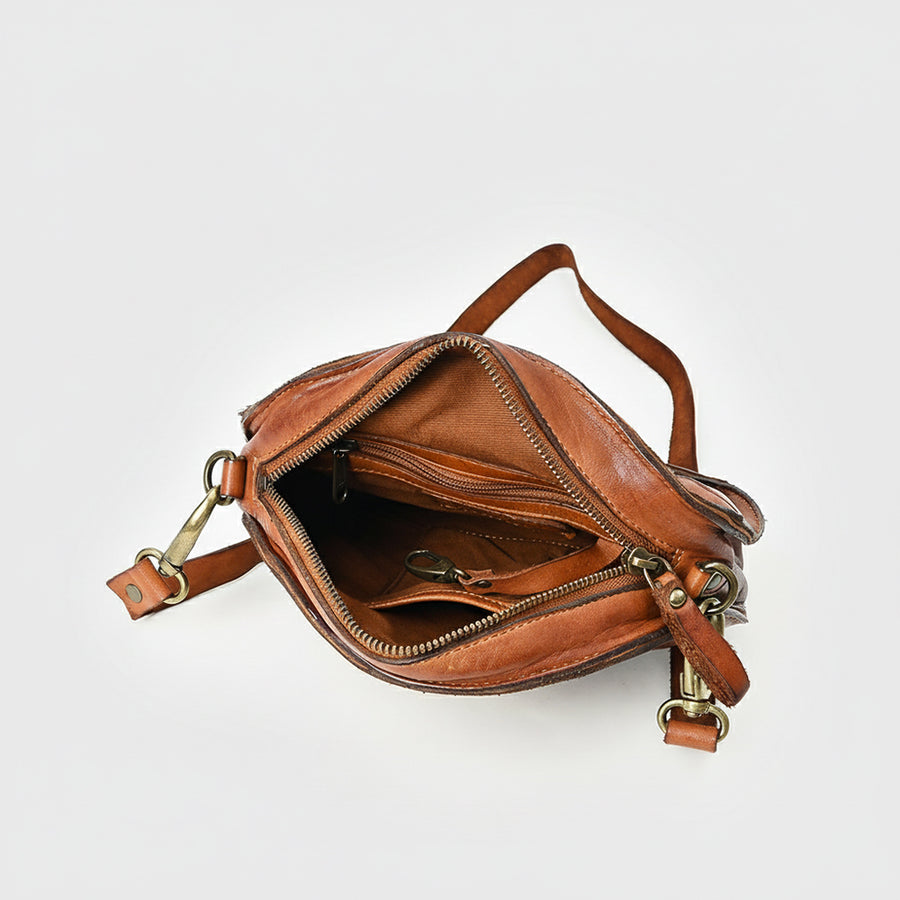 Spaghetti Western Swc152Cg Canteen Vintage Handmade Drum Dyed Genuine European Cowhide Leather Women Bag Western Handbag Purse