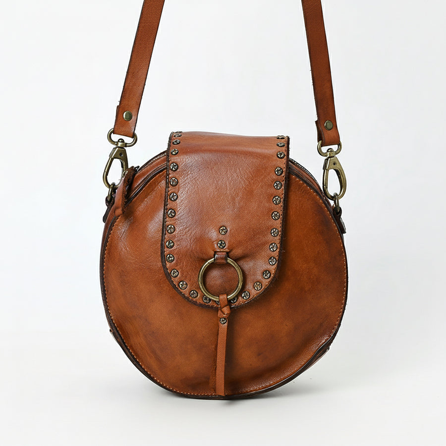 Spaghetti Western Swc152Cg Canteen Vintage Handmade Drum Dyed Genuine European Cowhide Leather Women Bag Western Handbag Purse