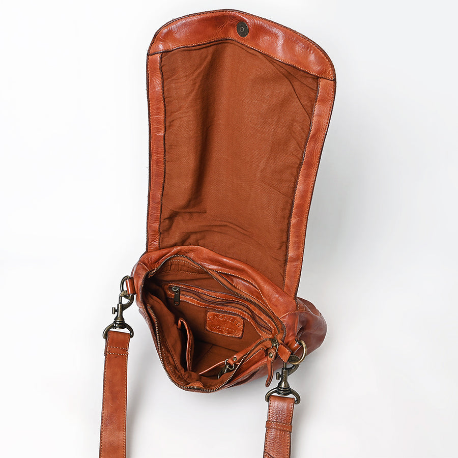 Spaghetti Western Swc160Cg Cross Body I Vintage Handmade Drum Dyed Genuine European Cowhide Leather Women Bag Western Handbag Purse
