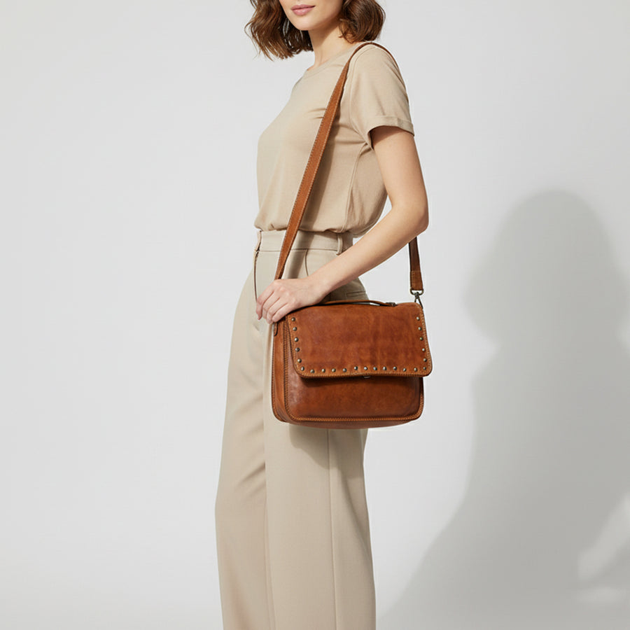Spaghetti Western Swc163Cg Envelope Vintage Handmade Drum Dyed Genuine European Cowhide Leather Women Bag Western Handbag Purse