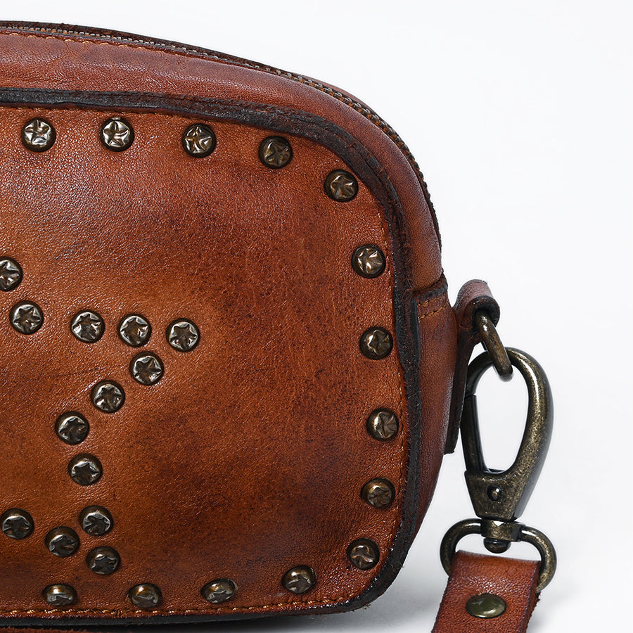 Spaghetti Western Swc166Cg Small Crossbody Vintage Handmade Drum Dyed Genuine European Cowhide Leather Women Bag Western Handbag Purse