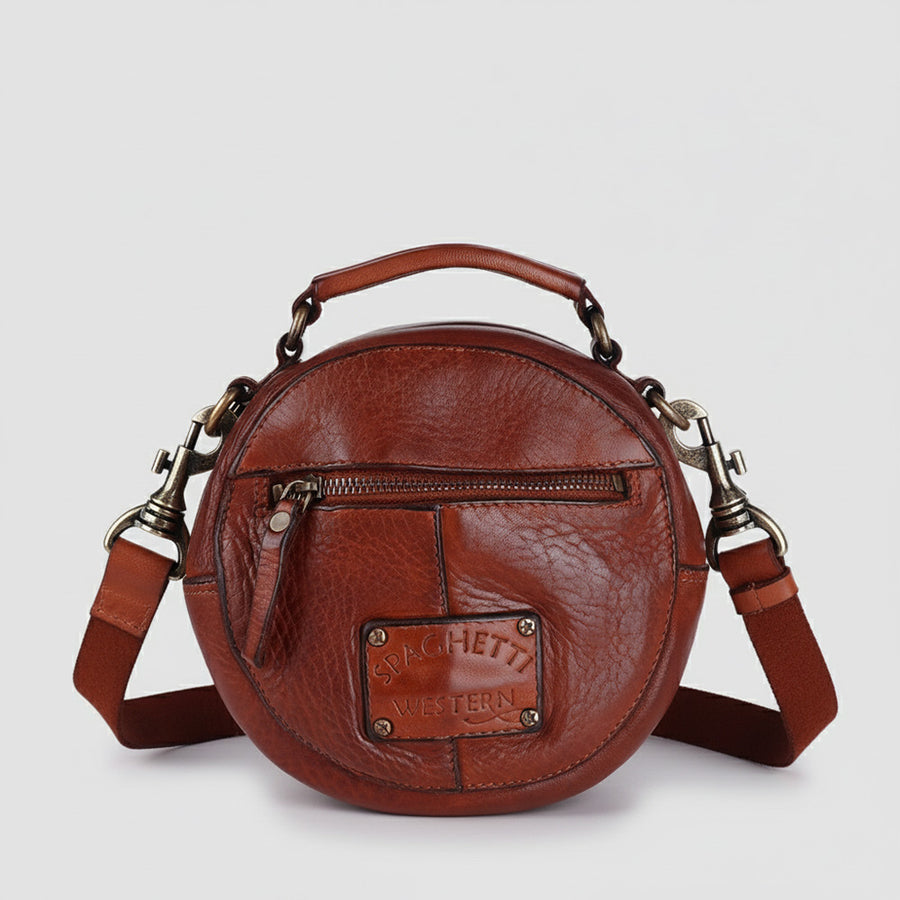 Spaghetti Western Swc168Cg Canteen Vintage Handmade Drum Dyed Genuine European Cowhide Leather Women Bag Western Handbag Purse