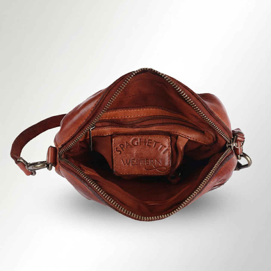 Spaghetti Western Swc168Cg Canteen Vintage Handmade Drum Dyed Genuine European Cowhide Leather Women Bag Western Handbag Purse