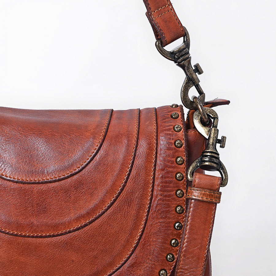 Spaghetti Western Swc174Cg Cross Body I Vintage Handmade Drum Dyed Genuine European Cowhide Leather Women Bag Western Handbag Purse