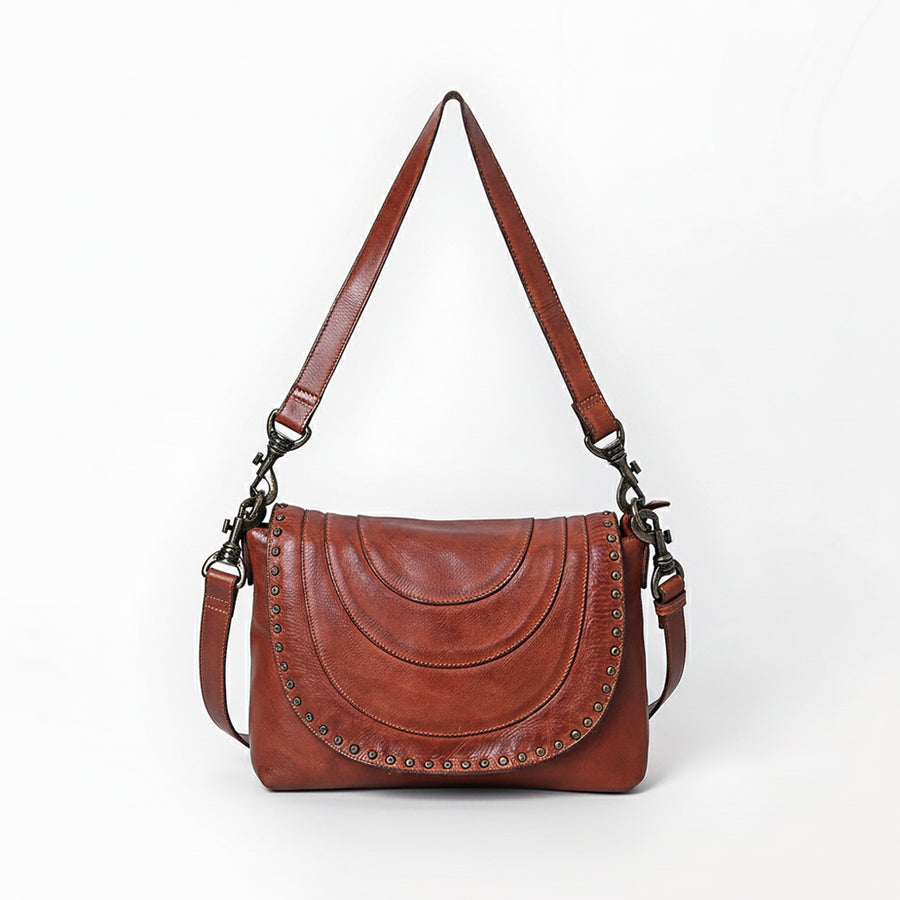 Spaghetti Western Swc174Cg Cross Body I Vintage Handmade Drum Dyed Genuine European Cowhide Leather Women Bag Western Handbag Purse
