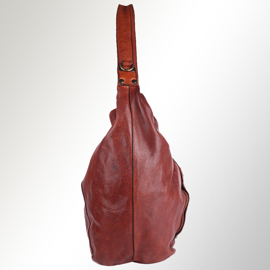 Spaghetti Western Swc176Cg Hobo Vintage Handmade Drum Dyed Genuine European Cowhide Leather Women Bag Western Handbag Purse
