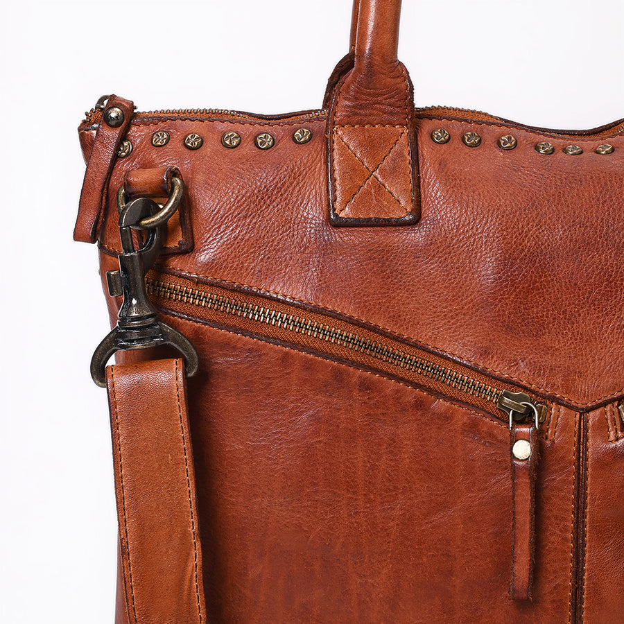 Spaghetti Western Swc179Cg Tote Vintage Handmade Drum Dyed Genuine European Cowhide Leather Women Bag Western Handbag Purse