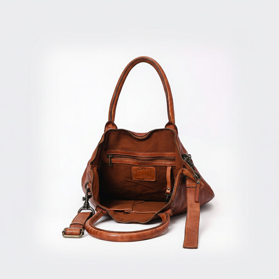 Spaghetti Western Swc179Cg Tote Vintage Handmade Drum Dyed Genuine European Cowhide Leather Women Bag Western Handbag Purse