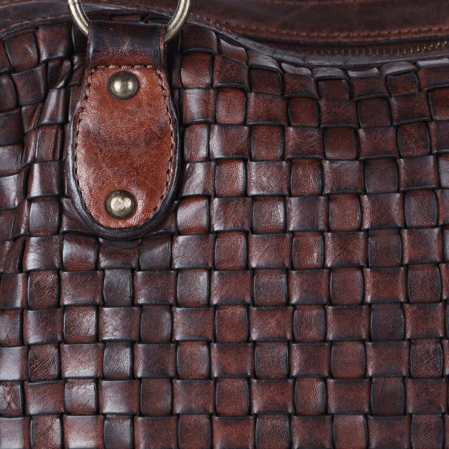 Spaghetti Western Swc182Brn Tote Vintage Handmade Drum Dyed Genuine European Cowhide Leather Women Bag Western Handbag Purse