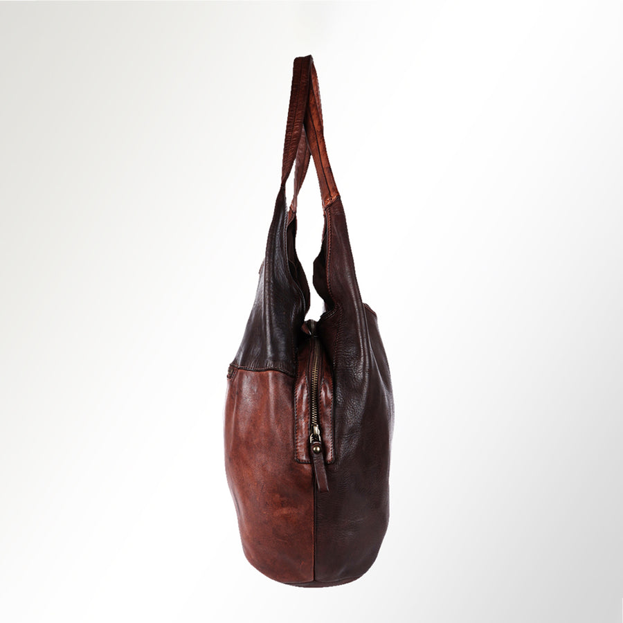 Spaghetti Western Swc184Tan Hobo Vintage Handmade Drum Dyed Genuine European Cowhide Leather Women Bag Western Handbag Purse